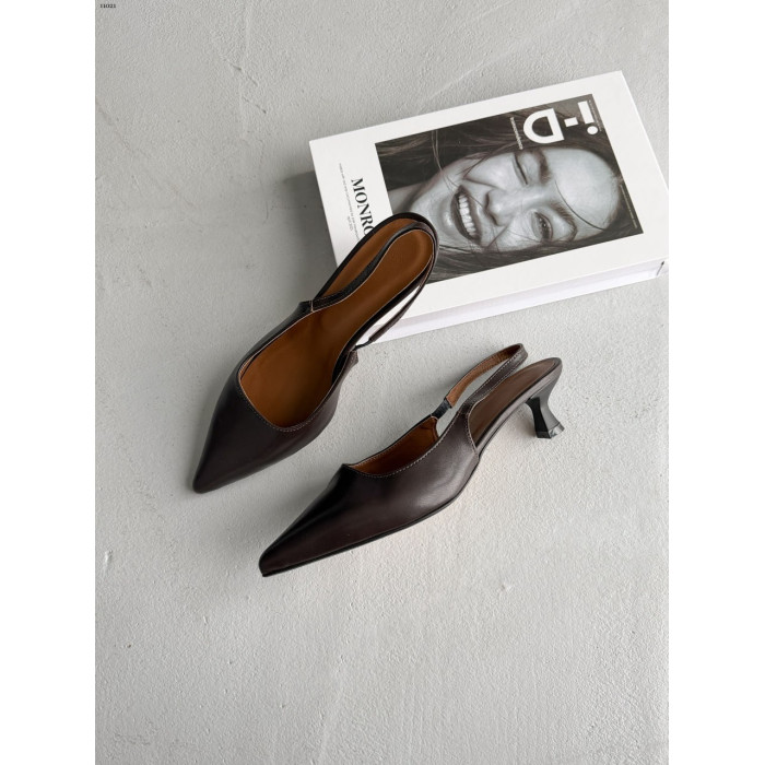 Жіночі слінгбеки з натуральної шкіри шоколад