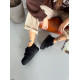 Стильні чорні хайтопи з замші з м'яким хутром для осені