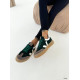 Смарагдові замшеві кеди з білими шкіряними вставками
