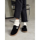 Зимові лофери з натуральної замші, чорний колір