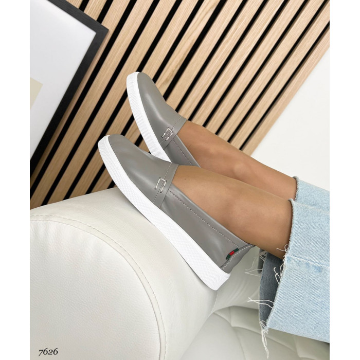 Натуральні еспадрильї з високоякісної шкіри - GREY