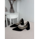 Жіночі туфлі чорні замша з ремінцем