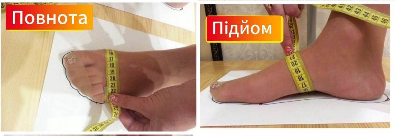 як виміряти повноту стопи сантиметровою стрічкою